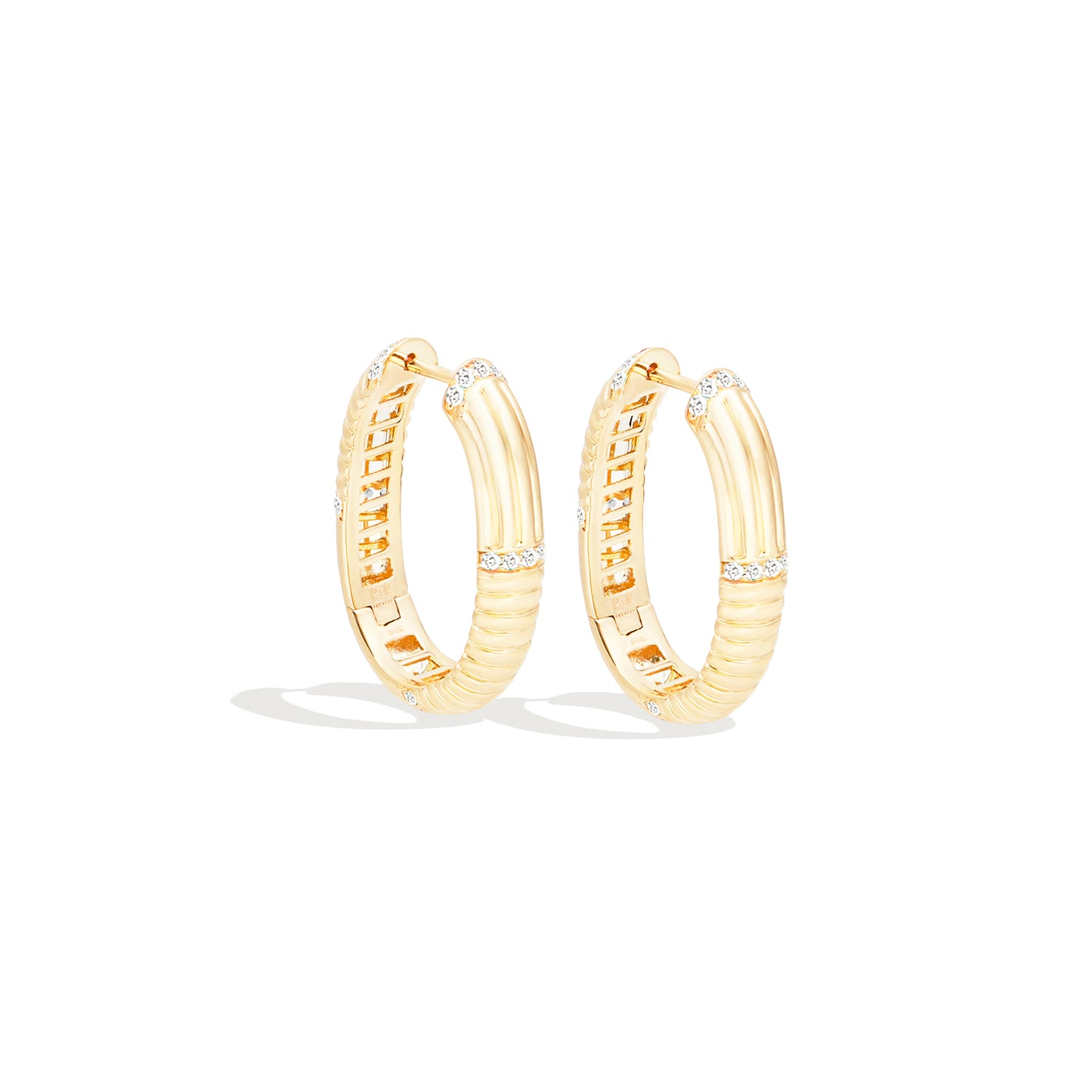 Found Ribbed Oval Hoop Earring - Diamond