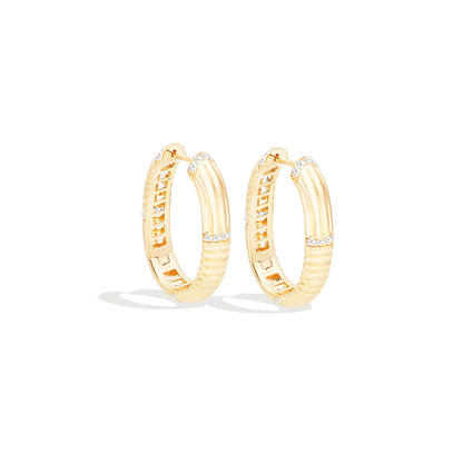 Found Ribbed Oval Hoop Earring - Diamond