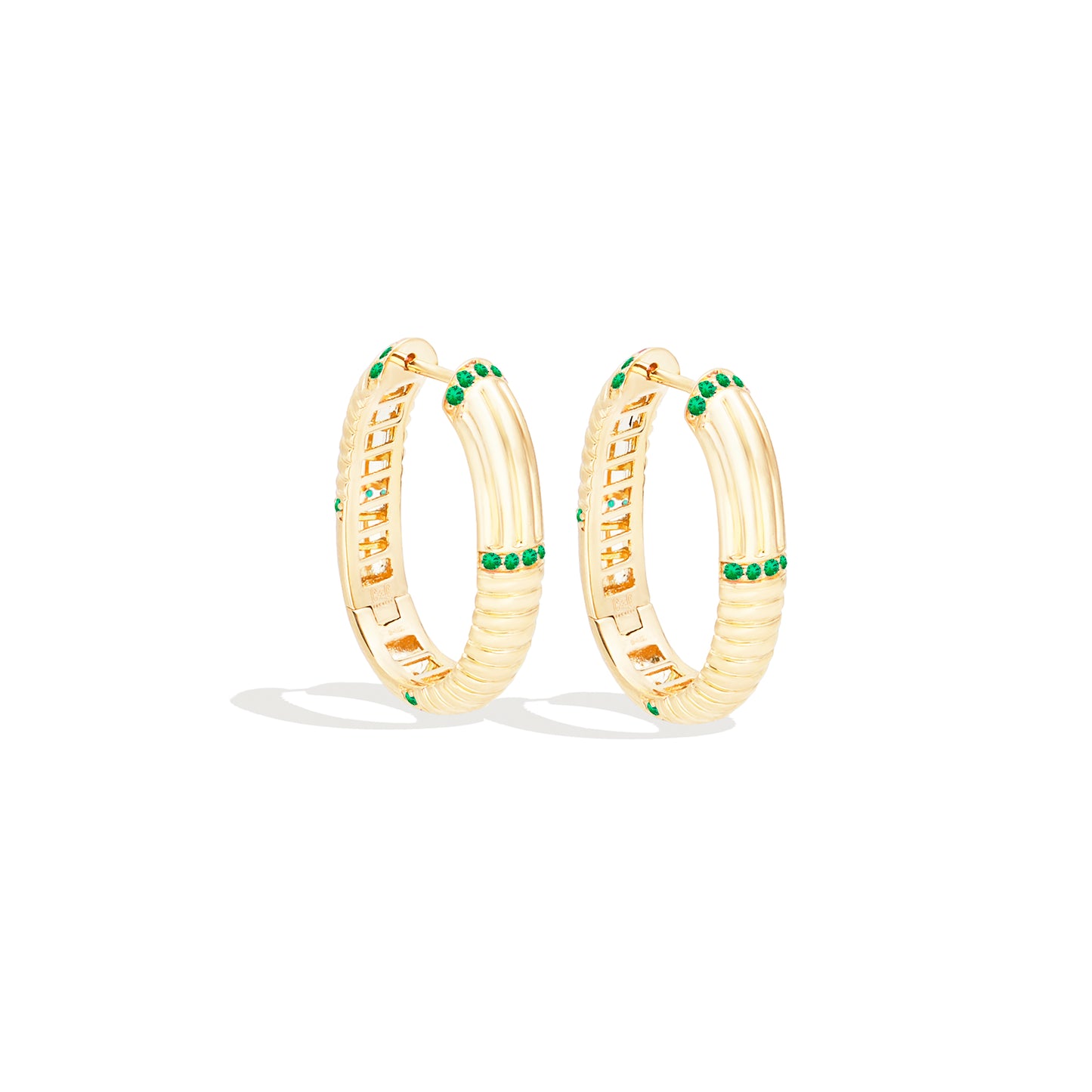 Found Ribbed Oval Hoop Earring - Tsavorite