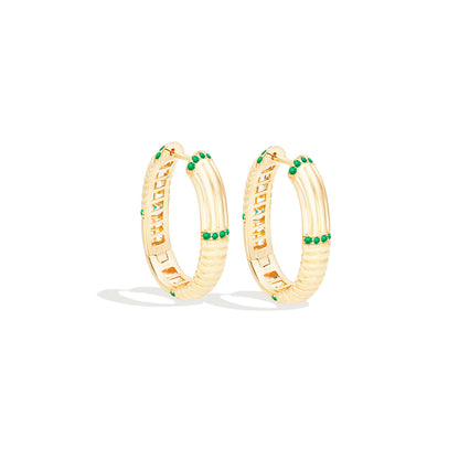 Found Ribbed Oval Hoop Earring - Tsavorite