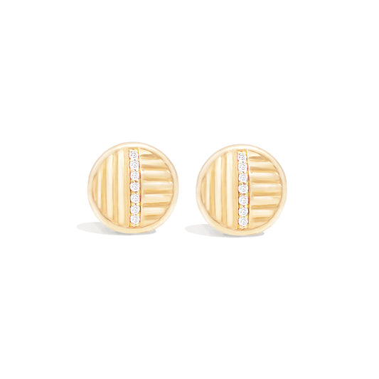 Found Ribbed Stud Earring - Diamond