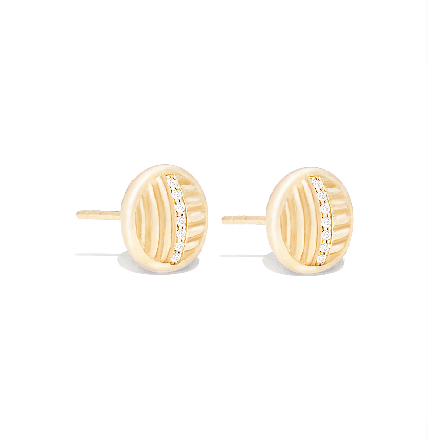 Found Ribbed Stud Earring - Diamond