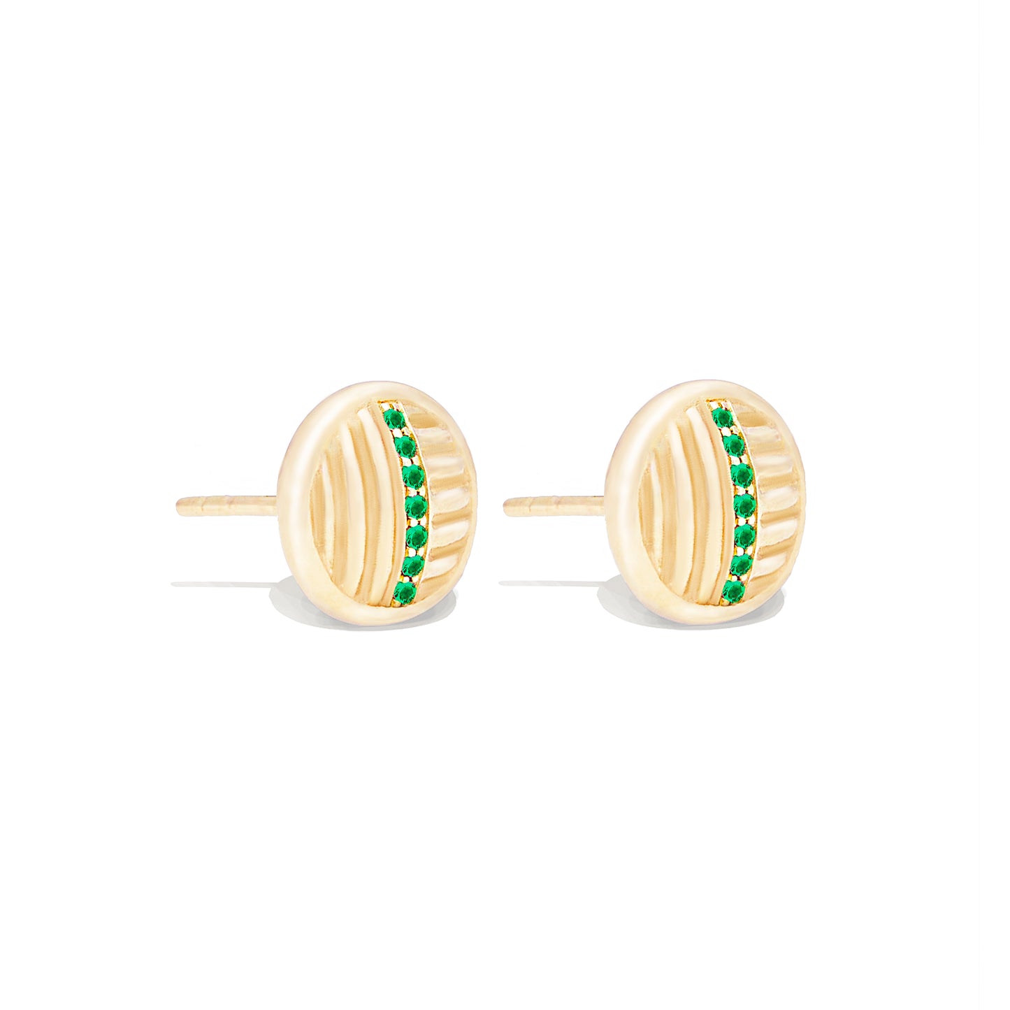 Found Ribbed Stud Earring - Tsavorite