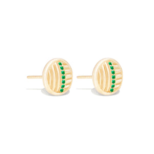 Found Ribbed Stud Earring - Tsavorite
