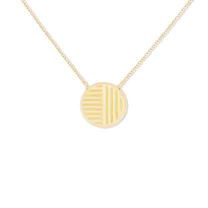 Found Small Disk Pendant Necklace - White Diamond & Moonstone