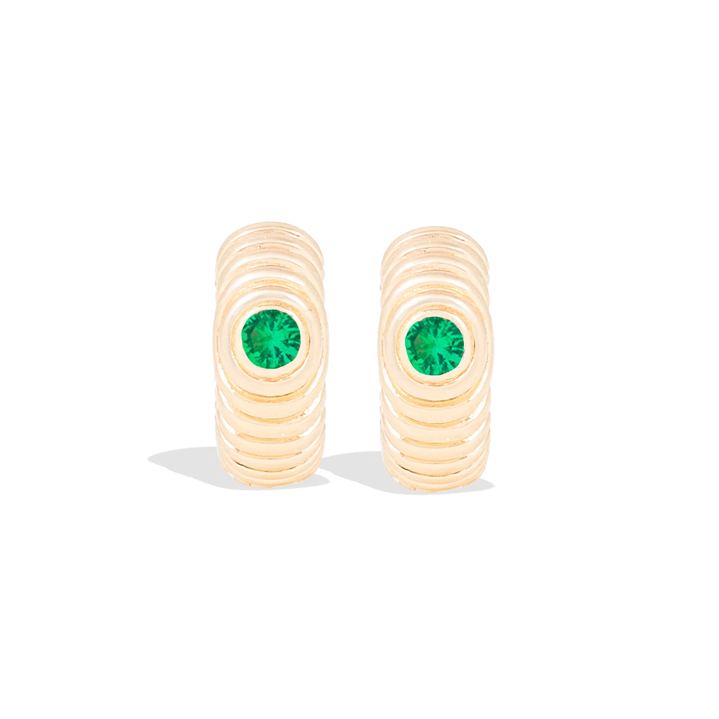 Revel Ribbed Huggie - Tsavorite