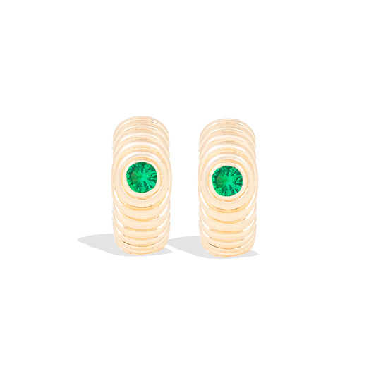 Revel Ribbed Huggie - Tsavorite