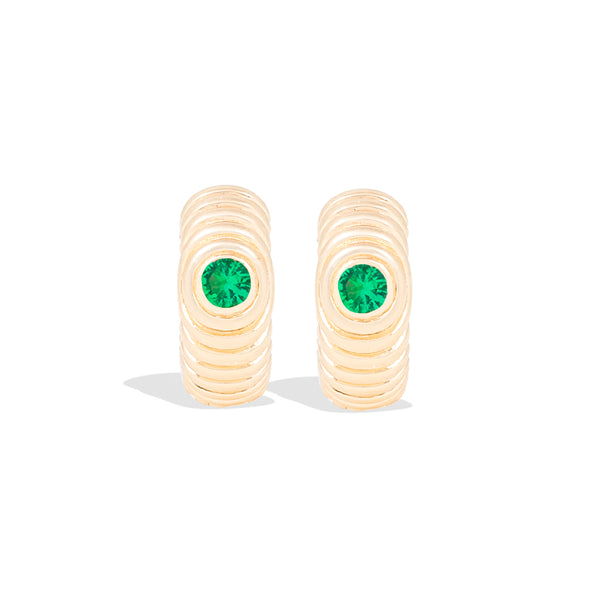 Revel Ribbed Huggie - Tsavorite
