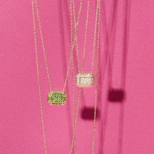 Spark Emerald Cut Charm Necklace - Diamond