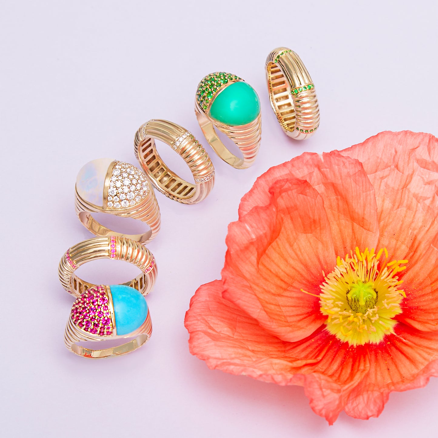 Found Cap Cocktail Ring - Turquoise & Pink Sapphire