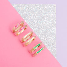 Load image into Gallery viewer, Spark Etched Stacking Band Ring - Pink Sapphire
