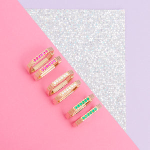 Spark Etched Stacking Band Ring - Pink Sapphire