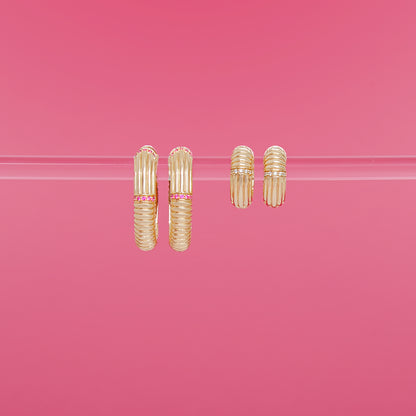 Found Ribbed Oval Hoop Earring - Tsavorite