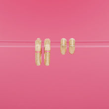 Load image into Gallery viewer, Found Ribbed Huggie - Pink Sapphire
