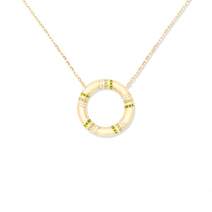 The Crew Large Circle Pendant Necklace - Tsavorite & Diamond