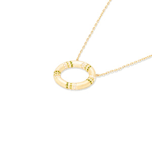 Crew Large Circle Pendant Necklace - Tsavorite & Diamond