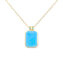 Load image into Gallery viewer, Spark Emerald Cut Pendant Necklace - Turquoise &amp; Emerald
