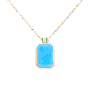 Spark Emerald Cut Pendant Necklace - Turquoise & Emerald
