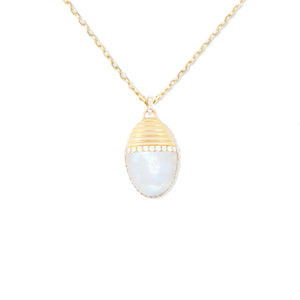 Found Large Cap Pendant Necklace - Moonstone & Diamond