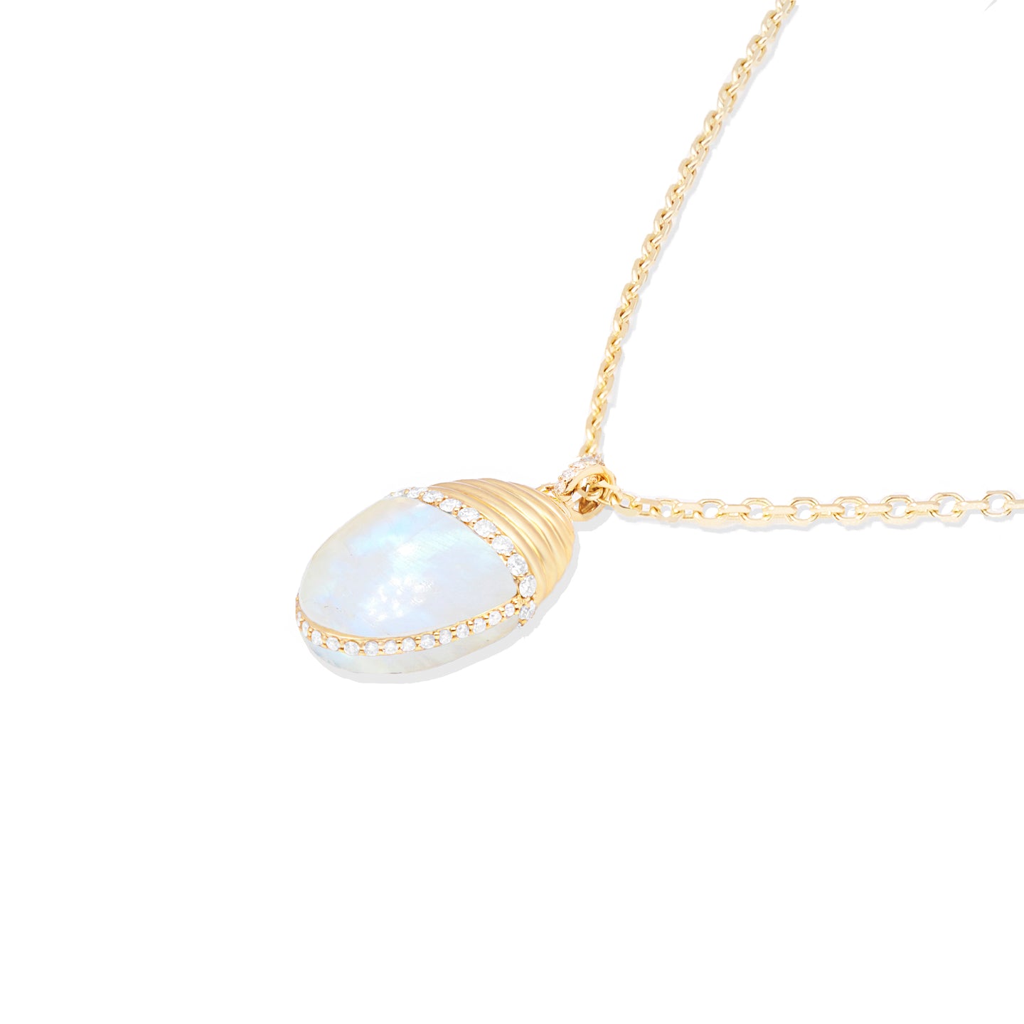 Found Large Cap Pendant Necklace - Moonstone & Diamond