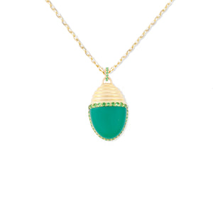 Found Large Cap Pendant Necklace - Chrysoprase & Tsavorite