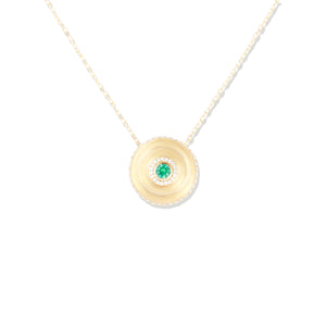 Evolve Large Disk Pendant Necklace - Emerald