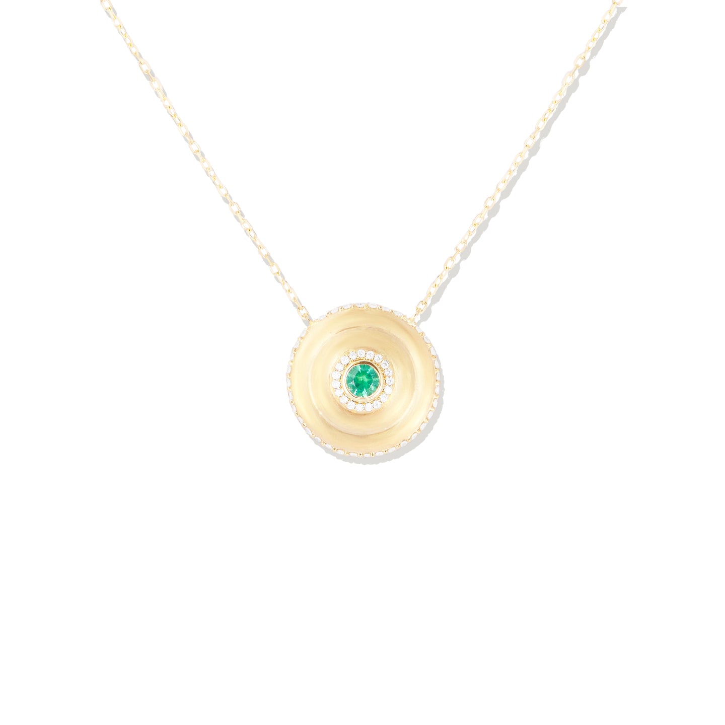 Evolve Large Disk Pendant Necklace - Emerald