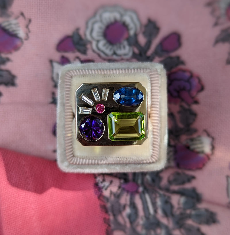 A bespoke memento ring using heirloom pieces & originally sourced stones