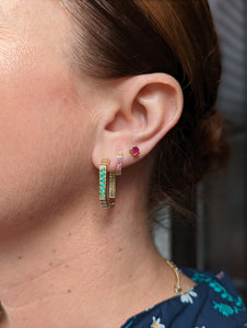 Spark Octagon Hoop Earring - Emerald