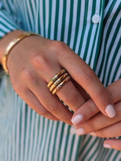 Crew Stacking Ring - Etched & Diamond