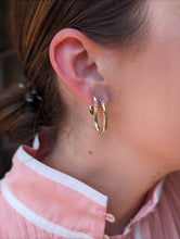 Load image into Gallery viewer, Crew Oval Small Hoop Earring - Tsavorite &amp; Diamond
