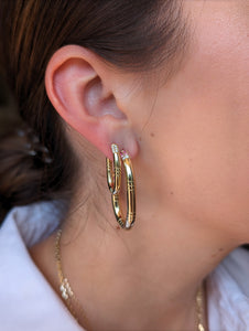 The Crew Large Oval Hoop Earring - Tsavorite & Diamond