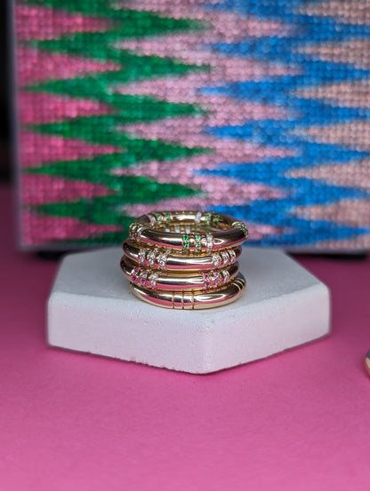 Crew Stacking Ring - Etched & Diamond