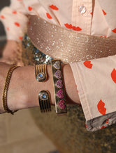Load image into Gallery viewer, Found Cabochon Cuff Bracelet - Rainbow Moonstone &amp; Diamond
