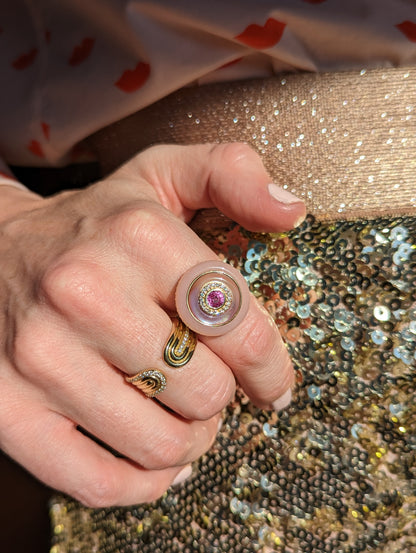 Found Ribbed Open Ring - Pink Sapphire