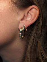 Load image into Gallery viewer, Found Ribbed Oval Hoop Earring - Tsavorite
