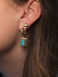 Spark Emerald Cut Stud Earring - Pink Sapphire