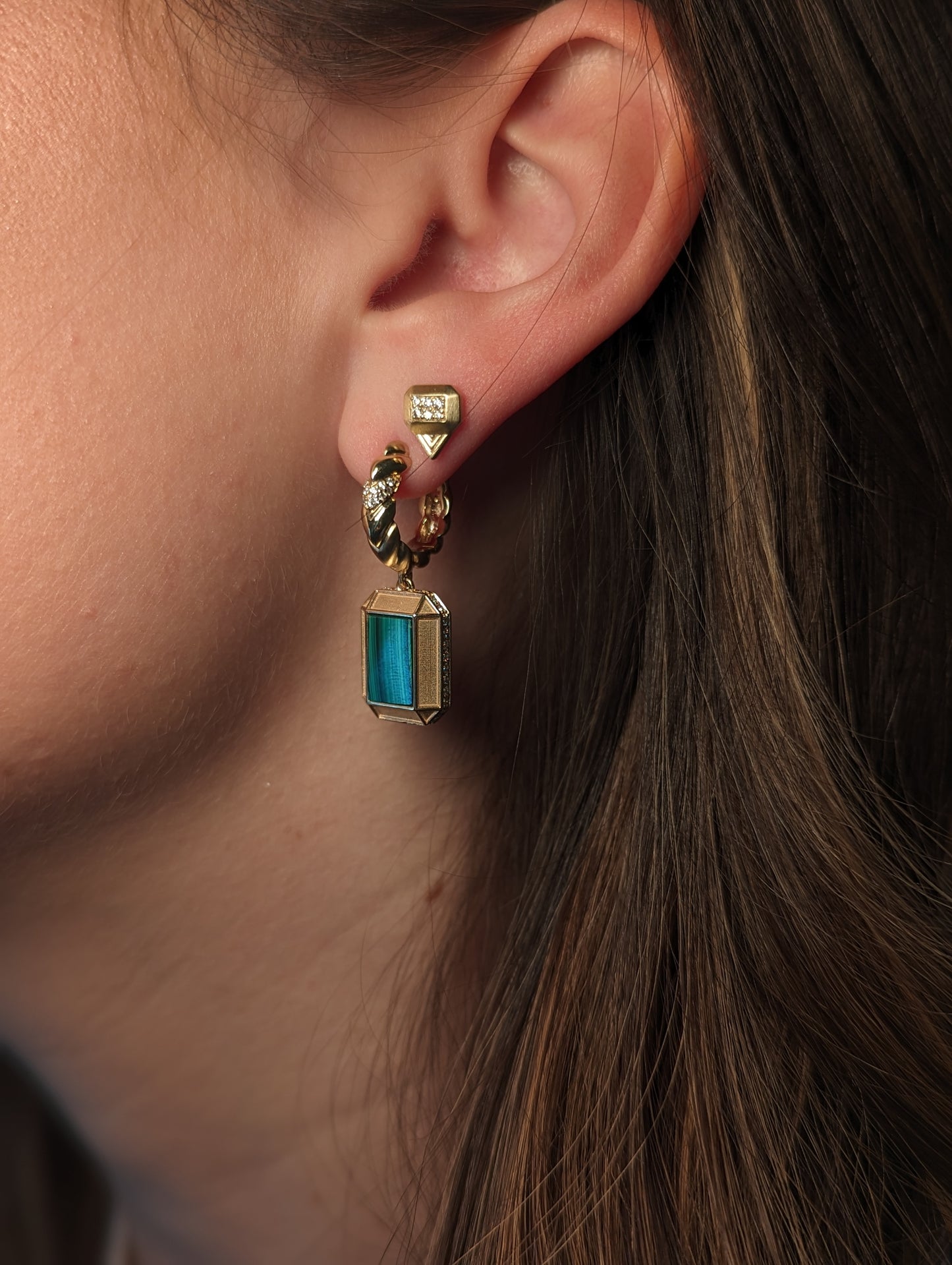 Spark Emerald Cut Stud Earring - Emerald