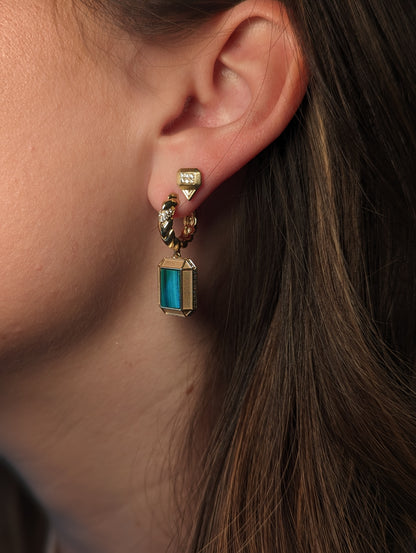 Spark Emerald Cut Stud Earring - Emerald