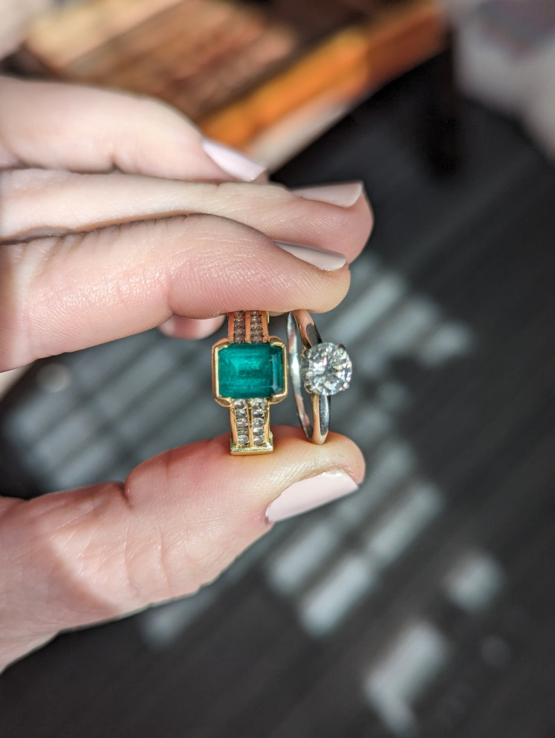 These are the original rings we combined to make her Toi et Moi ring