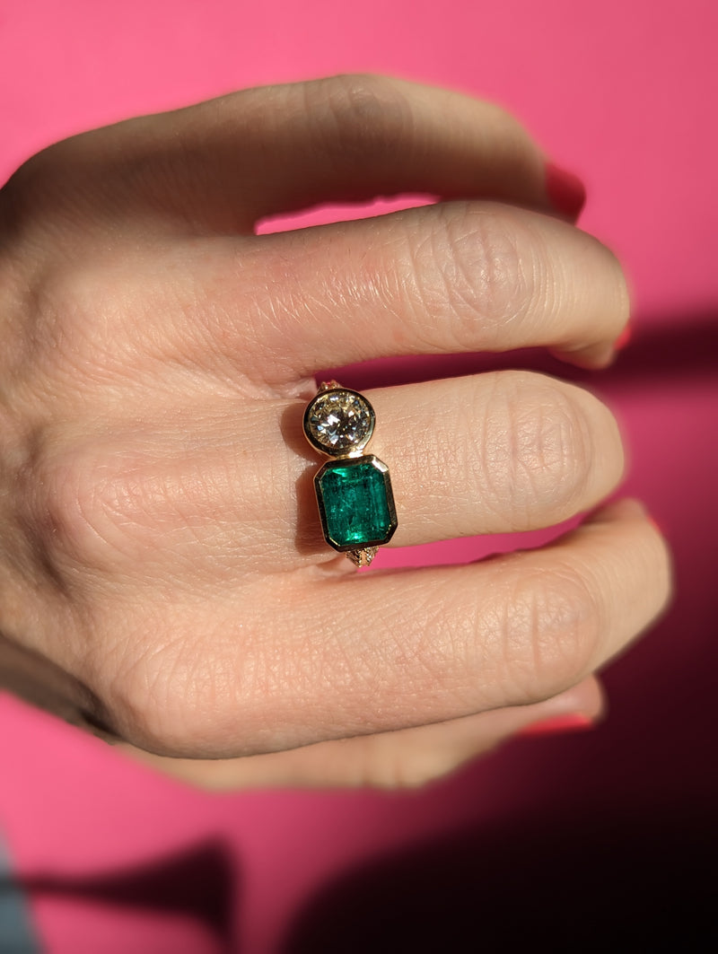 A Toi et Moi ring combining two heirloom pieces
