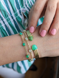 Found Cap Cuff Bracelet - Chrysoprase & Tsavorite