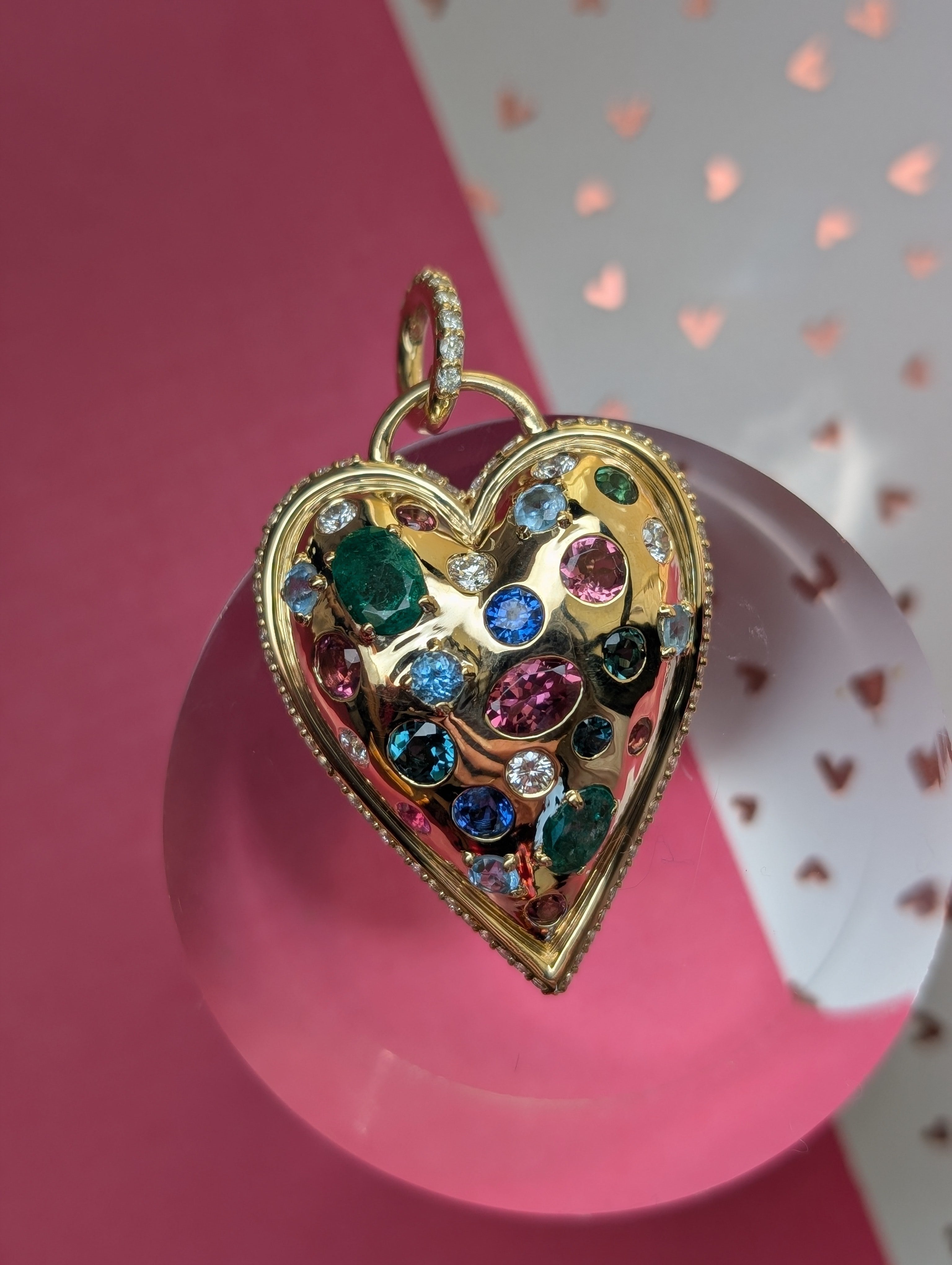 A custom puffy heart pendant