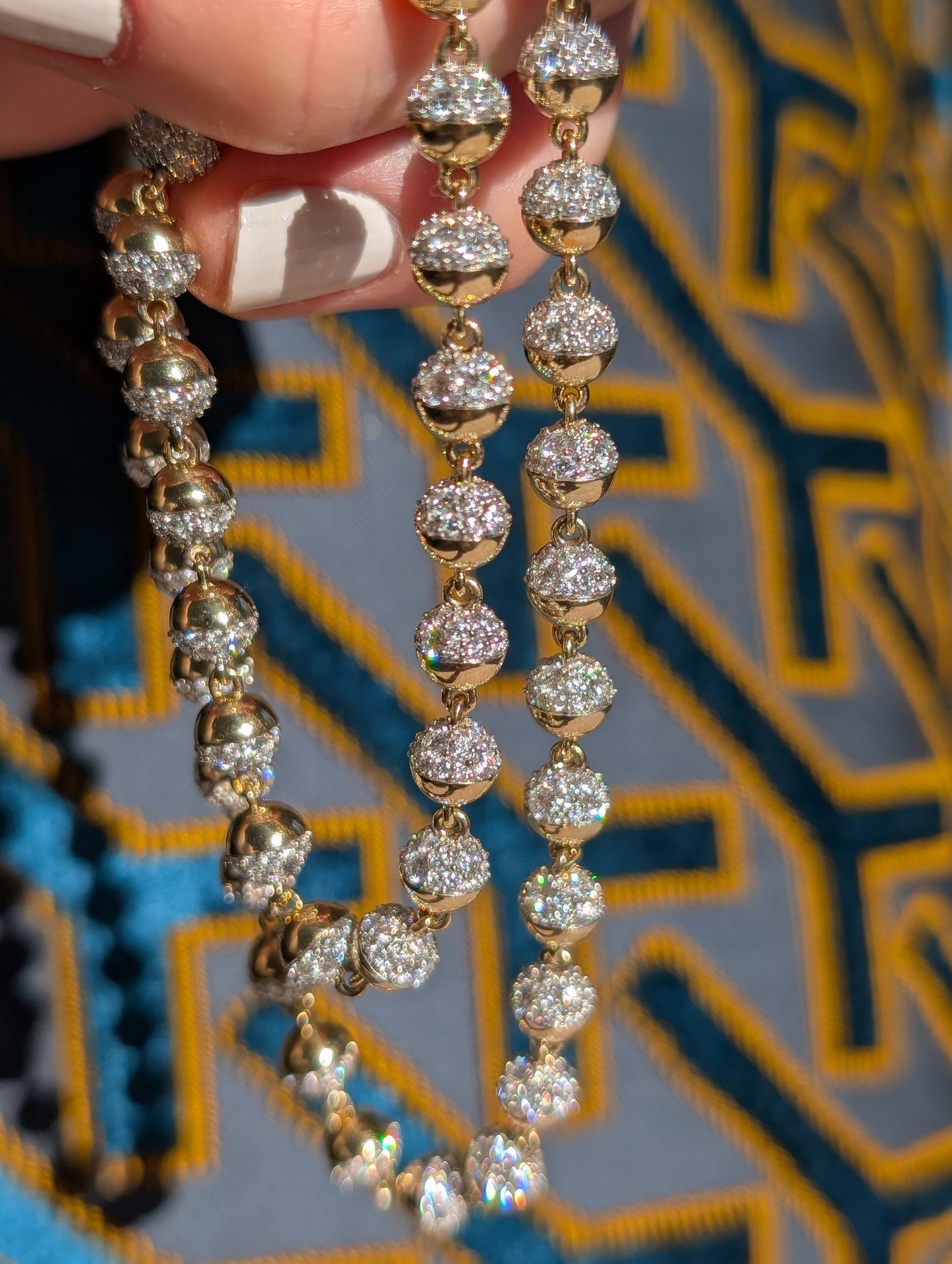 Revel Small Pave Bead Necklace - Diamond