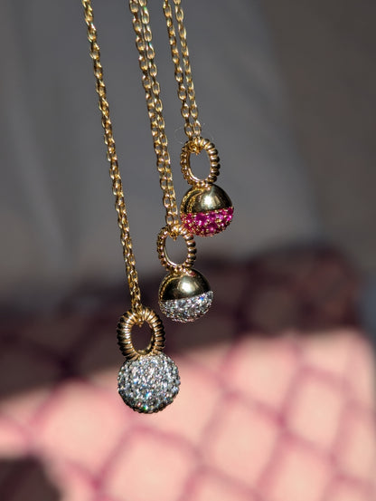 Revel Small Bobble Charm Necklace - Ruby