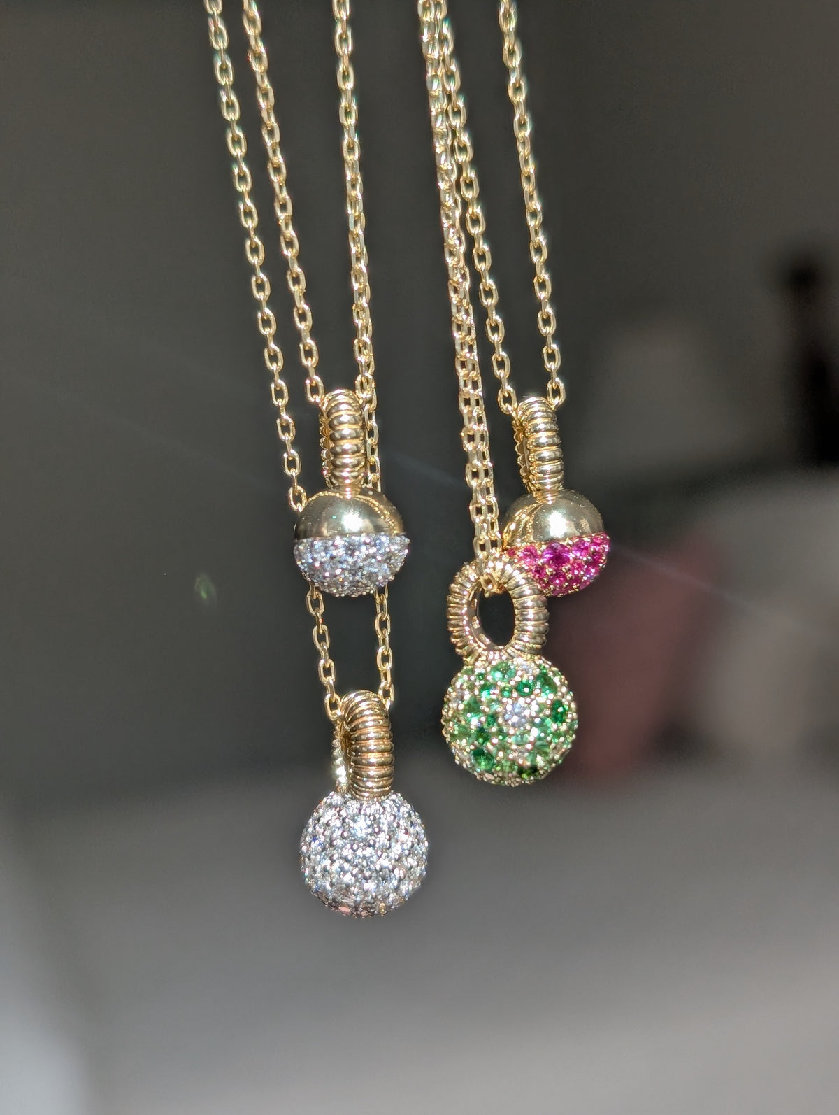 Revel Small Bobble Charm Necklace - Tsavorite