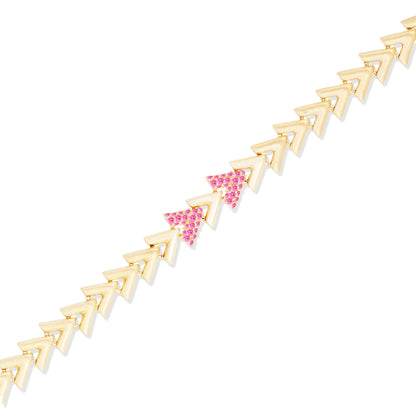 Spark Chevron Link Bracelet - Pink Sapphire