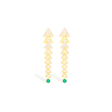 Load image into Gallery viewer, Spark Chevron Link Chandelier Earring - Emerald
