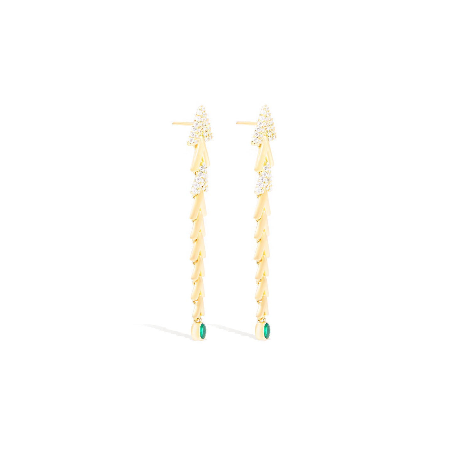 Spark Chevron Link Chandelier Earring - Emerald