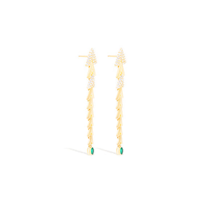 Spark Chevron Link Chandelier Earring - Emerald